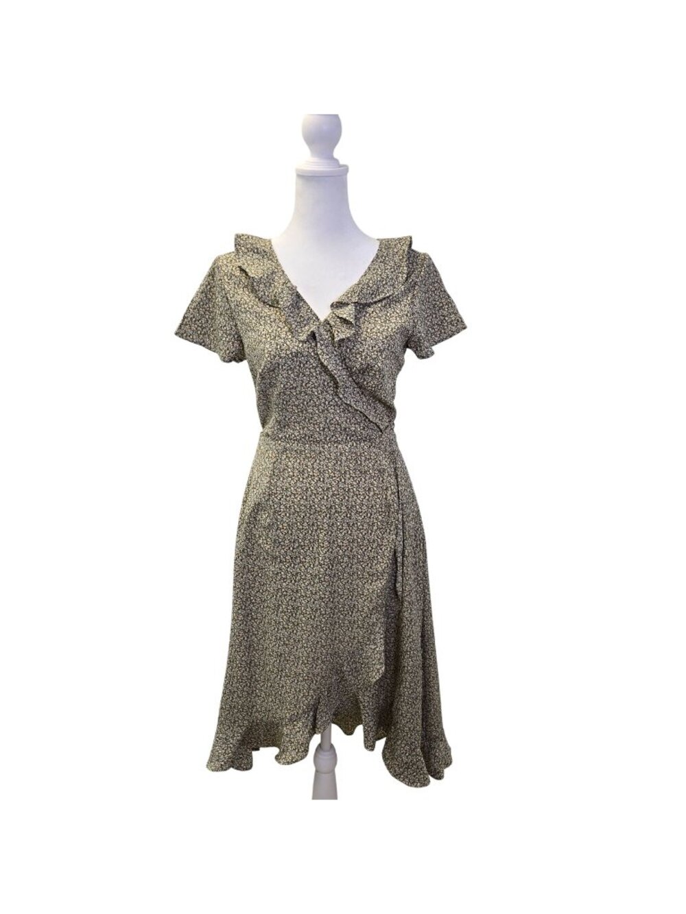 NWT Mikarose The Mae Faux Wrap Ruffle Detail Boho Dress Size XS